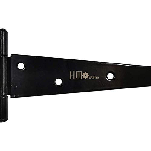 HLMOptimo Heavy Duty T Hinge Tee T Strap Shed Gate Barn Fence Door Hinge Wrought Rustproof All Size Black (4 pcs, 12 inch) - size: 12 Inch, style: 4 pcs