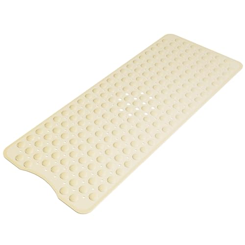 AmazerBath Shower Mat Non Slip 40 x 16 Inches, Shower Stall Mats with Suction Cups and Drain Holes, Non Slip Bath Mat for Tub for Elderly & Kids, Beige - color: Beige, size: 40" x 16" (Rectangular)