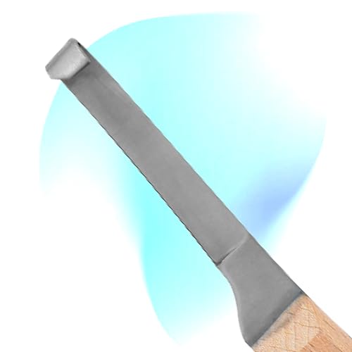 Hoof Knife Single Sided Edge Narrow Blade – Stainless Steel Curved Blade Farrier Tool with Fine Wooden Grip, Multipurpose Hoof Trimming Knife for Livestock, 3-Inch Blade, 8.5-Inch Overall - style: Wide-Blade - RH