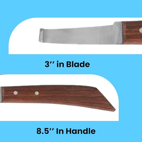 Hoof Knife Single Sided Edge Wide Straight Blade – Stainless Steel Straight Blade Farrier Tool with Wooden Handle, Multipurpose Hoof Trimming Knife for Livestock, 3-Inch Blade, 8.5-Inch Overall - style: Extra Long Shaft - RH
