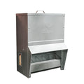 RentACoop 25lb Gravity-Fed Metal Trough Feeder with Lid & Rain Cover - size: 25LB Capacity