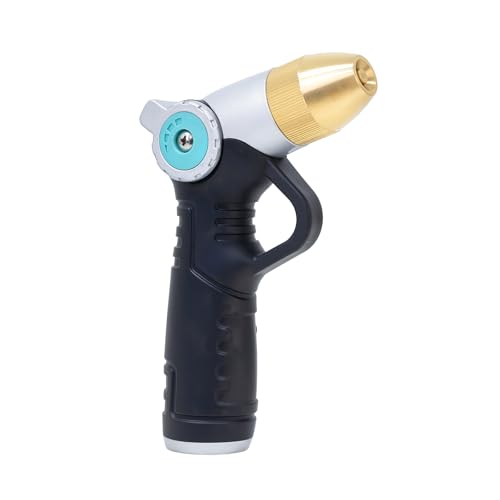 QUOBAS Garden Hose Nozzle Sprayer, Heavy Duty Metal Water Garden Nozzle | Brass Nozzle with Thumb Control, 3 Watering Patterns, Jet Hose Sprayer for Car Wash, Driveway, Patio Cleaning & Garden - size: 7” high pressure nozzle