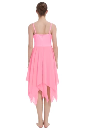 Women's Lyrical Dance Costume Halter Lyrical Dance Dress Irregular Hem Ballet Contemporary Dancewear - color: B27-pink, size: Large