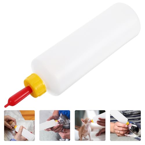 5 Sets Goat Bottles for Feeding Baby Small Animal Calf Lamb Milk Jug Plastic Livestock Milk Bottles for Baby Goats Calves Lambs Portable Farm Feeding Kit 9.05 x 2.36 in