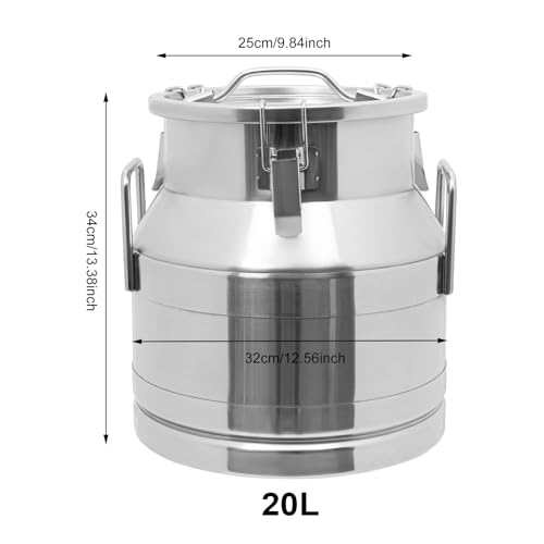 Stainless Steel Milk Can, 20 Liter Seamless Milk Jug Wine Pail Bucket with Spigot 5.28 Gallon Anti-Leak Liquid Storage Container Milk Pail with Sealed Lid Heavy Duty (20L with Spigot) - size: 20L with Spigot