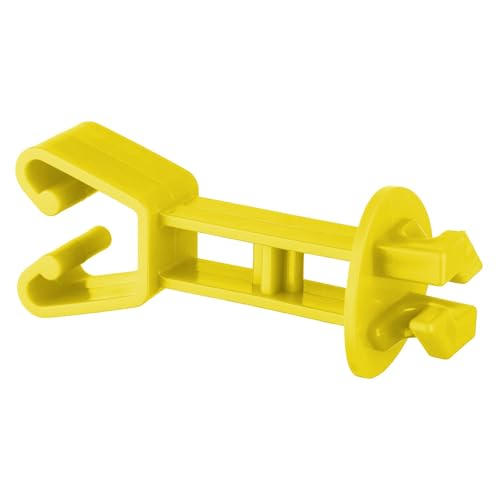 25-Pack Electric Fence Chain Link Extended Insulators, Yellow | Secure Offset Design · Fits Chain Link Fences & U Posts · For Wire, Polywire, Poly rope & Tape - color: Yellow