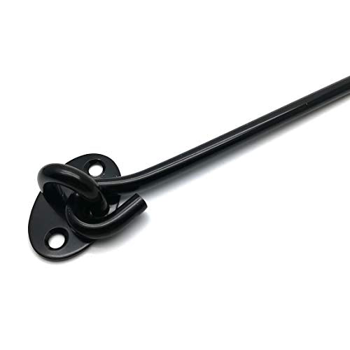 10" Hook and Eye Latch Barn Door Lock 2 Pack | 6mm Thick Stainless Steel, Rust-Resistant Black Coating, Stay Latched in Wind, Secure Privacy Latch, For Windows Barn Doors - size: ‎10-Inch