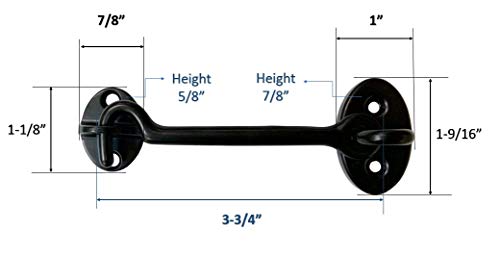 Heavier Duty Brass Door Hook Latch & Eye, 4", Matte Black, Made in Taiwan, 1 Pack - color: Matte Black, size: 1 Pack (4")