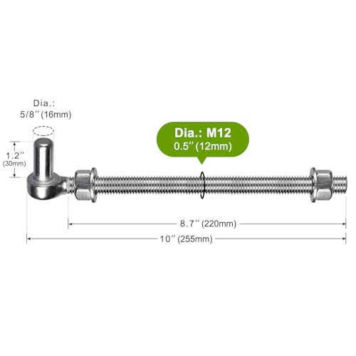 Insaga J Bolt Gate Hinge, 304 Stainless Steel Farm Gate Hinges, M12 x 10'' Gate Hinge Bolt 5/8'' for Chain Link Fence/Farm/Wooden Fence/Driveway, Supports up to 500lbs, 2pcs - color: M12-10''-2PCS