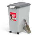 IRIS USA Dog Food Storage Container, Up to 40 lbs, Gray/Dark Gray | Made in USA, Comes with Wheels & 2-Cup Scoop, Airtight Seal, BPA-Free, Bird Seed, Cat food, Cat Litter, Treats, Pellets - color: Gray/Dark Gray, size: 40 lbs