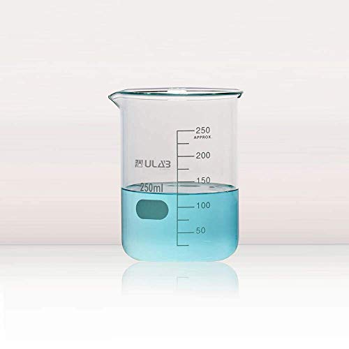 ULAB Scientific Glass Beaker Set, 3 Sizes 50ml 100ml 250ml, 3.3 Boro Griffin Low Form with Printed Graduation, UBG1001 - style: Low form 3 Sizes: 50ml 100ml 250ml