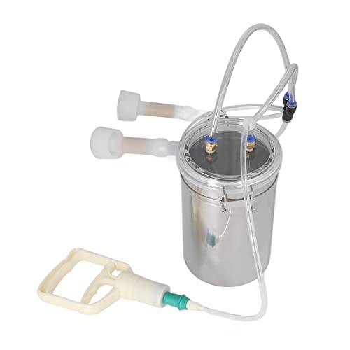Manual Milking Machine 2000ml Effort Saving Control Stainless Steel Bottle Portable Milking Kit with Hand-Pulling Device for Milk Plant Farm Handhabungsbedarf Manual Sheep Milk Handling Supplies