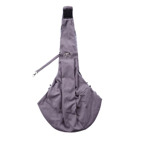 Pet Sling Carrier, ReversiblePurple Shoulder Bag with Safety Leash, Snap-Fit Design, Storage Pocket, for Pets Up to 16.53 lb