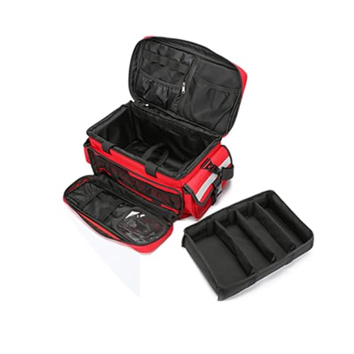 Medical Bag,First Aid Bag,First Responder Bag for Trauma,Emergency Medical Bag Organizer,Trauma Bag with Detachable Dividers for Nurses,Home Health Care, EMT(Bag Only) - color: Red
