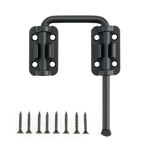 Mooche Sliding Door Lock,90/180 Degree Installation Loop Bolt Lock,Black | U-Bolt Lock Door Security Latch,U-Shaped Barn Door Lock Zinc Alloy Screws Included for Uneven Door Toilet Fence Garage - color: Black