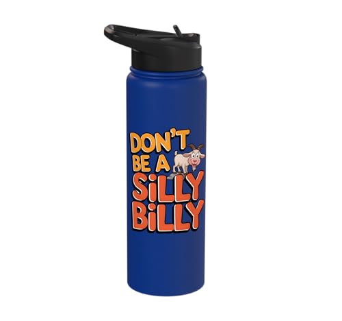 Funny Goat Kid Sheep Lamb Animal Joke Stainless Steel Insulated Water Bottle - color: Royal Blue