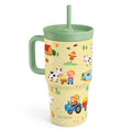 SANDJEST Farm Animals Stainless Steel Tumbler 20oz with Handle and Silicone Straw Locking Lid for Kids Boys, Birthday Christmas Back to School - color: Farm Animal
