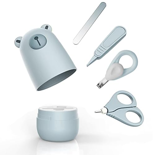 Baby nail clippers set, baby manicure set and pedicure set with cute case. Baby grooming gift set for newborns, infants and toddlers - color: Blue Bear