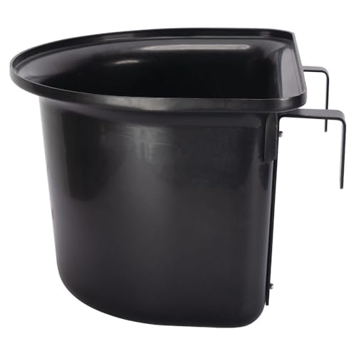 Schneiders Portable Hook-Over Horse Feed Bucket - 16 Quarts & Durable Stall, Fence or Rail Mounted Grain Feeder for Horse, Farm and Barn Use | Color Black