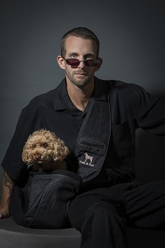 Noah & Paw Dog Sling Carrier for Small Dogs 5-18lb, Dog Sling for Small Dogs and Cats, Dog Carrier with Adjustable Padded Strap, Denim Lined with Fur, 3X Safety Features, Machine Washable - color: Black, size: 18.0"L x 10.0"W x 5.5"H
