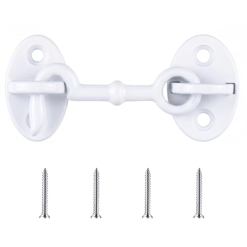 1 Piece 2.75 Inch Brass Hook and Eye Latch Gate Door Latch, White | Cabin Hook Lock Door Lock Hardware Best for Window, Sliding, Shed, Fence, Gate, Cabinet, Bathroom, Closet - color: White, size: 2.75 Inch