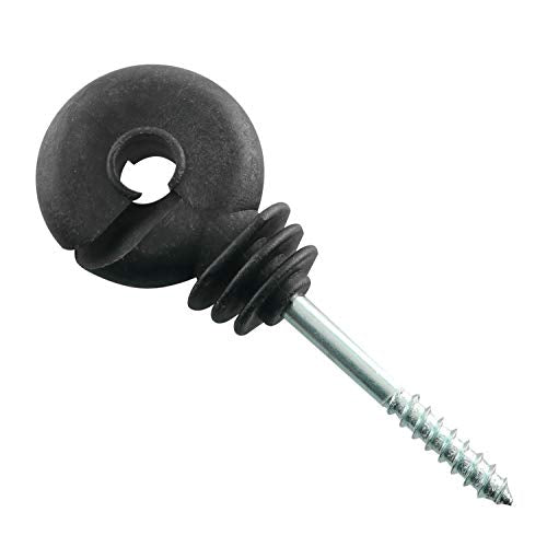 12pcs Electric Fence Insulator Screw-in Insulator Black Self-Tapping Fence Ring Post Wood Post Insulator