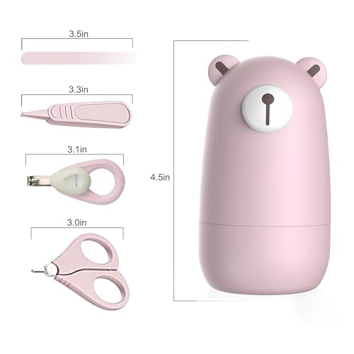 Baby Nail Clippers Set, Baby Manicure Set and Pedicure Set with Cute case. Baby Grooming Gift Set for Newborns, Infants and Toddlers - color: c pink