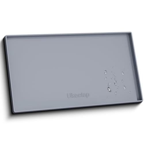 40" x 22" Extra Thick Silicone Mat Waterproof with Raised Edge, Gray | Under Sink Mat for Kitchen & Bathroom, Kitchen Cabinet Liner, Multi-Purpose for Storage & Protection - color: Gray, size: 40"L x 22"W