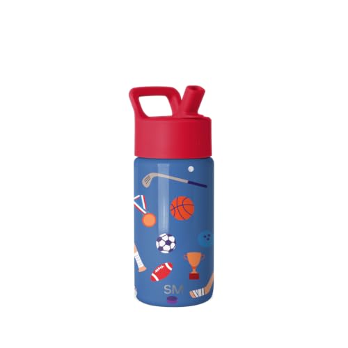 Simple Modern Kids Water Bottle & Toddler Cup | 14oz | Sports | Insulated Stainless Steel Toddler Water Bottle, Kids Tumbler with Straw | Spill Proof for School, Girls, Boys | Sports Balls - color: -Sports Balls, size: 14 Ounces