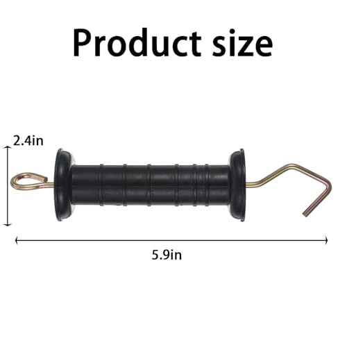 1 Pack Plastic Electric Fence Gate Handles with Spring, Black Insulated Electric Fence Accessories with Poly Tape Buckle Electrics Fences Supplies Spring Handle 11 X 2.4 X 1.6 Inch