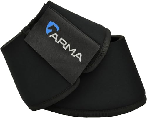 Shires Arma Neoprene Bell Boots - Anti-Spin Double Lock Shock Absorbing Horse Overreach Boots Black/X-Full