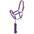 Tough1 Padded Horse Halter with Antique Hardware and Lead Rope - color: Purple
