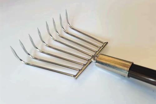 Stainless Steel Garden rake Multi-Functional Clam rake can be Used to Catch the sea Tide Hunting to Pick up Shells and dig Treasures, and Lengthen the Aluminum Alloy Handle.