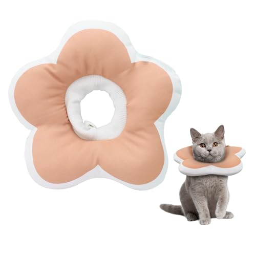 Cute Flower Cone, Anti-Splashing Water Soft E Collar for Cats After Surgery, Neck Pillow for Cozy Sleep and Anti-Licking, Donut Cone for Puppies to Take Photos (Pink, M) - color: Pink, size: Medium