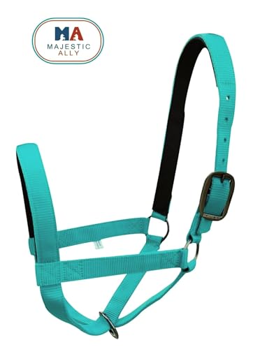 Majestic Ally Adjustable Nylon Cattle Halter with Padded Crown and Nose - 6-Month Warranty - color: Turquoise