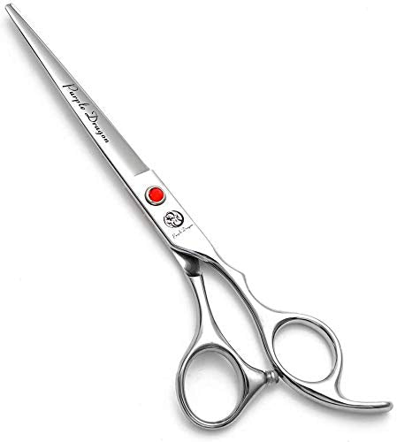 Purple Dragon 7" Sharp Edge Hair Cutting Shears with Bag | Includes Bag, 440C stainless steel, Pet/Puppy/Cat Grooming Scissors, Perfect for Barber or Dog Groomer - size: 7 inch
