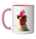 Chicken Hen Female Chick Farm Cluck Farmer Cute Chickens Ceramic Mug, Pink/White, 11oz - color: Pink/White, size: 11 Ounces