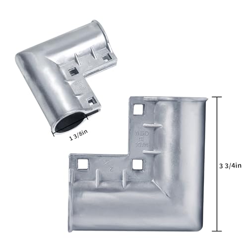 4-Pack Heavy-Duty Aluminum Gate Elbows 90° Corner Brackets 1-3/8" Outdoor Diameter Pipe Fitting for Chain Link Fence Gates | Rustproof & Easy Snap Installation