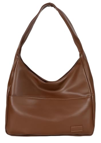 Women Tote Handbags Chic Vegan Leather Tote Bag Purse Stylish Casual Trendy Large Soft Shoulder Bag - color: Brown1