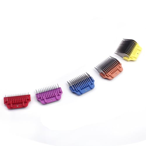 DOG Stainless Steel Wide Clipper Attachment Guard comb Set for A5 Series | Snap-On/Off Design Combs,Only Fir for 10W/15W/30W Wide Blade (Medium 5-Piece) - color: Medium 5-Piece