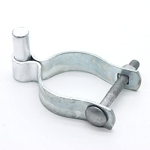 2 Pack Chain Link Fence Gate Post Hinge for 2-3/8" Outside Diameter Post/Pipe, Pressed Steel Hinge, Galvanized Chain Link Gate Male, Nut/Bolt Included - size: 2-3/8