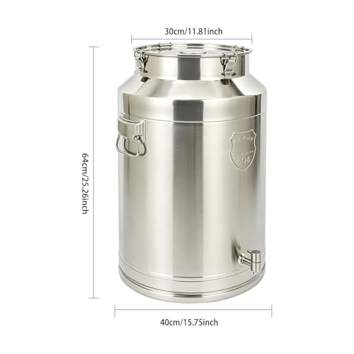 76L/20Gal 304 Stainless Steel Milk Can with Spigot | Food Storage Container for Liquid & Dry Goods, Wine Pail Bucket Metal Tote Jug for Kitchen, Farm - size: 76L/20Gal,w/Faucet
