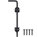 12 Inch Cane Bolt Gate Drop Rod Heavy Duty Gate Hardware, Gate Ground Latch for Wooden Fences, Metal Gates Doors Stopper for Gate Ground, Wrought Iron Gate Latches, Black Finish(1 Pack) - size: 12 Inch
