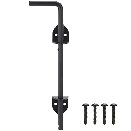 12 Inch Cane Bolt Gate Drop Rod Heavy Duty Gate Hardware, Gate Ground Latch for Wooden Fences, Metal Gates Doors Stopper for Gate Ground, Wrought Iron Gate Latches, Black Finish(1 Pack) - size: 12 Inch