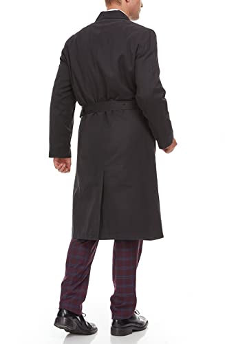 Adam Baker Men's Trench Coat | Single Breasted Full Length All Year-Round Belted Men’s Raincoat - color: Black Modern Fit, size: 46 Short