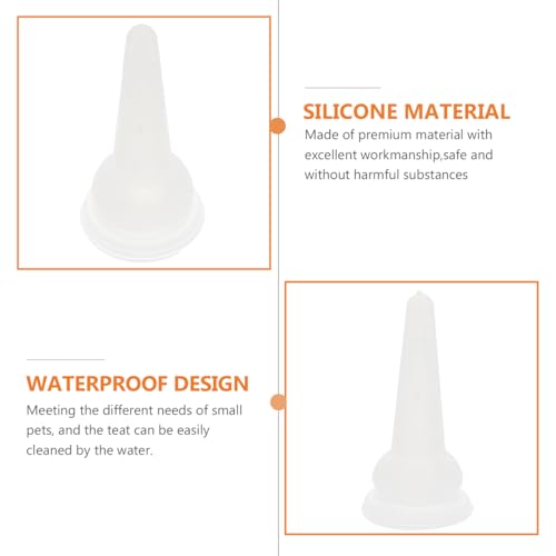 POPETPOP 40 Pack Silicone Pet Nursing Nipples, Cat Pacifiers Replacement | Bottle Nipples for Kitten, Puppy, Bunny and Small Animals Milk Feeding, Pet Feeder Nipples (Pointed)