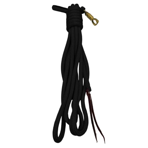 22 Foot Line Ground Training Rope - Strong Everyday Use All-Purpose Large Horse Lead Rope with Loop & Latigo Popper | 9/16" Diameter Smooth Yachting Braid, Black - color: Black