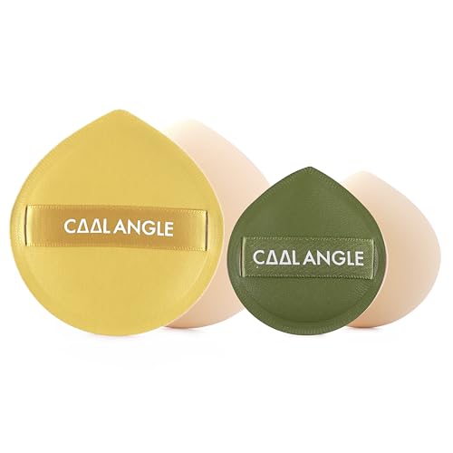 COOL-ANGLE Makeup Sponge Blender, Latex Free, 2X-Large and 2Medium | For Liquid Foundation And Concealer, Wet Or Dry Use, Natural Airbrushed Finish, Highly Elastic And Reusable, Natural Makeup - color: A10: 2XLarge Yellow+2Medium Green