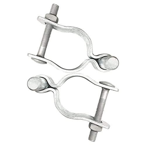 2 Pack Chain Link Fence Gate Post Hinge for 1-5/8" Outside Diameter Post/Pipe, Pressed Steel Post Hinge, Galvanized Chain Link Gate Male, Nut/Bolt Included - size: 1-5/8