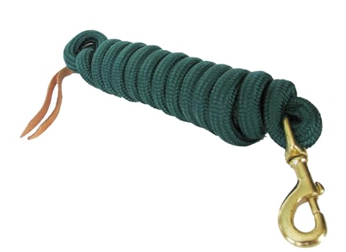 9 Ft Nylon Lead Rope, 5/8 in, Leather Popper - color: Tan